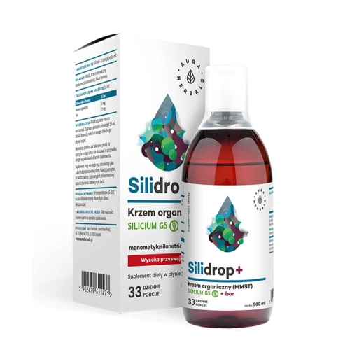 Silidrop+ Krzem Organiczny Mmst Silicium G5 + Bor - Płyn 500ml Aura Herbals