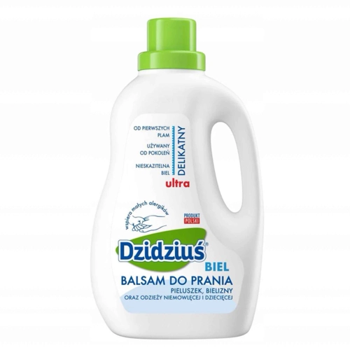 Dzidziuś Balsam do prania biel 1,5L do prania pieluszek, bielizny oraz odzieży niemowlęcej