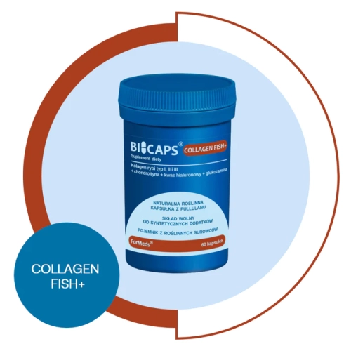 Bicaps Collagen Fish+ Kolagen Rybi Typ I, II, III, Chondroityna Glukozamina  Kwas Hialuronowy 60 Kapsułek ForMeds
