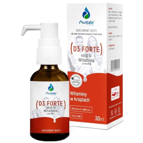 Avitale D3 FORTE 4000 IU – mocna witamina D3 w kroplach 30ml