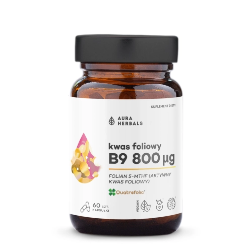 Aura Herbals – Kwas Foliowy 800 µg Quatrefolic – 60 kapsułek