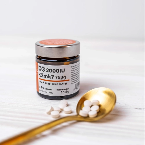 Aura Herbals – Witamina D3 2000 IU + K2 + Cynk + Selen – 90 tabletek